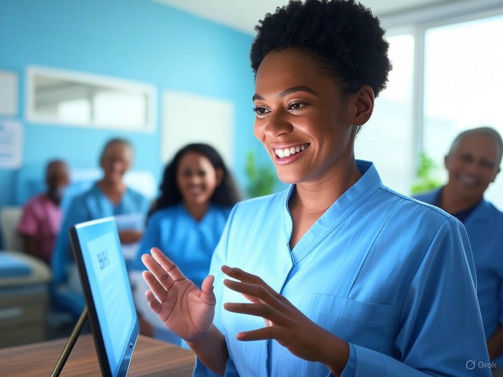 Netsmart AI illustration showing innovative automation and predictive analytics for community-based care, EHR workflows, CareFabric platform, and enhanced patient engagement in mental health services