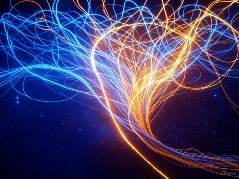 Illustration of quantum gravity unifying forces, bridging the Standard Model and general relativity with concepts like string theory, loop quantum gravity, black holes, gravitons, and quantum mechanics.