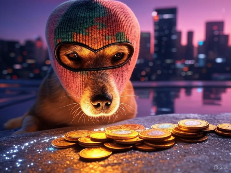 A promotional image of Congressman Michael Collins investing in Ski Mask Dog cryptocurrency, symbolizing the intersection of politics and digital assets.