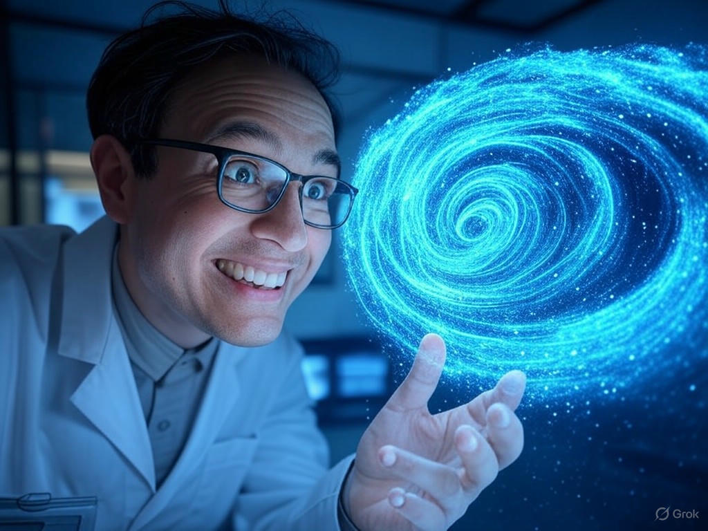 Illustration of researchers at Aalto University advancing quantum theory of gravity to unify quantum mechanics and general relativity, exploring breakthroughs toward a theory of everything, including black holes and the Big Bang.