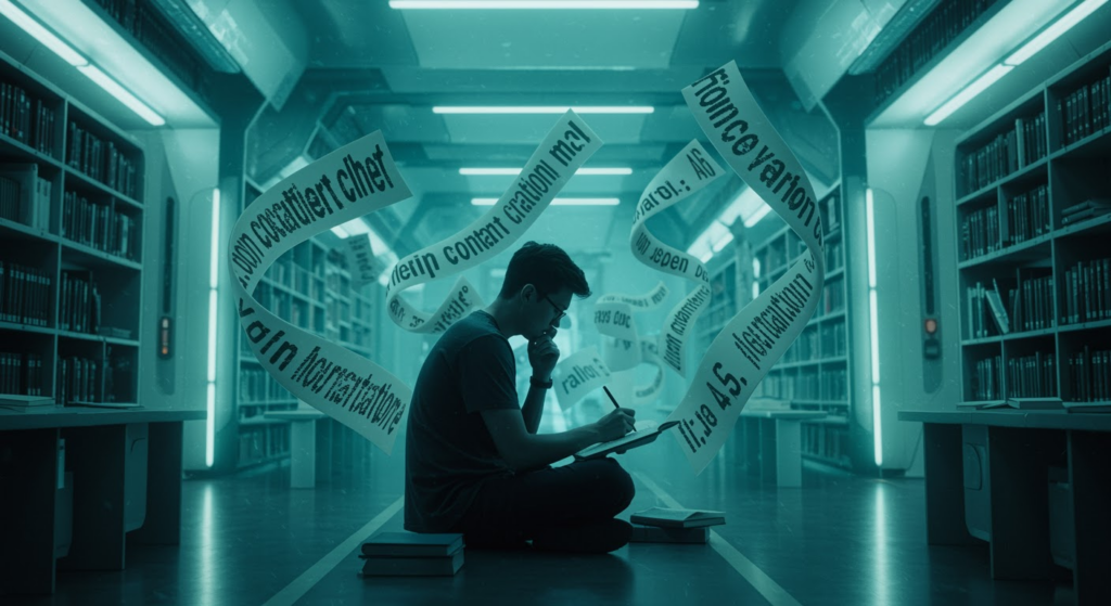 A book cover depicting AI-generated text deceiving a reader, highlighting risks of content authenticity and manipulation.Image