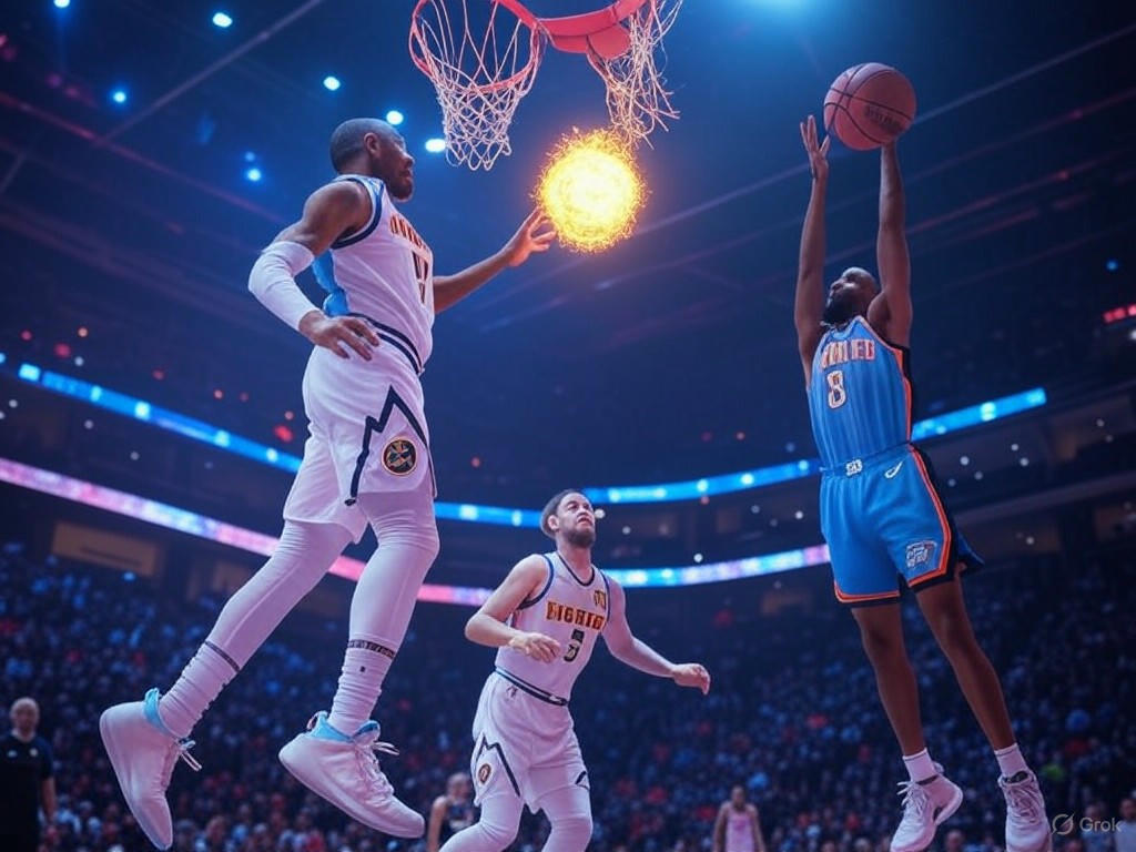 Denver Nuggets vs. Oklahoma City Thunder Game 1: Aaron Gordon's game-winning three-pointer highlights the intense NBA playoff matchup on May 5, 2025.Image