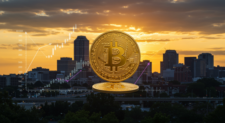 "A graphic illustrating North Carolina state pensions allocating up to 5% in Bitcoin investments, with emphasis on oversight, security, and legislative restrictions."