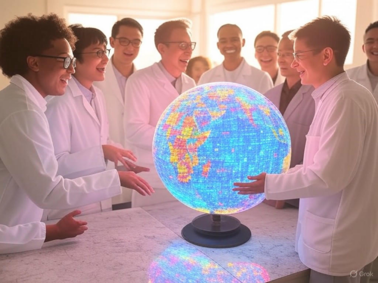 Scientists collaborating on climate science initiatives, including 2025 events, data services, ESIP awards, and global partnerships for sustainable data collection and research.