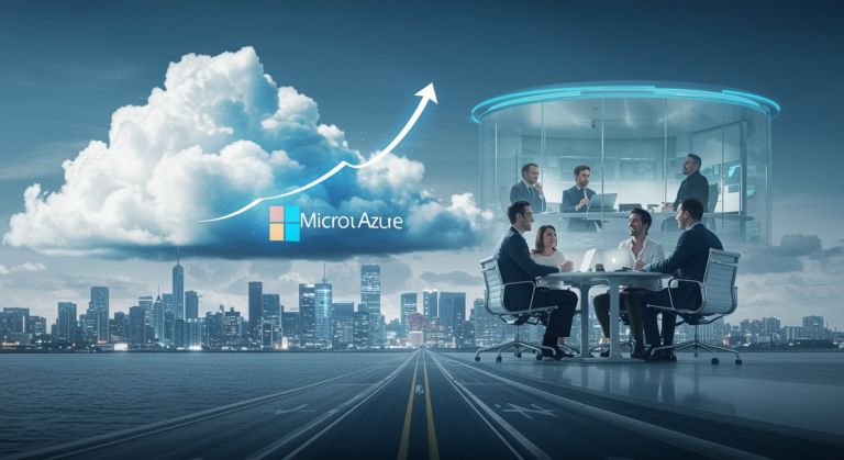 Microsoft Azure growth chart highlighting revenue increase driven by cloud and AI services.Image