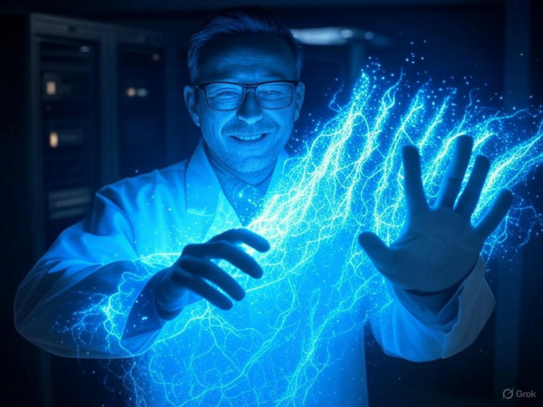 Illustration of supercapacitors managing power surges and energy demands in AI data centers.Image
